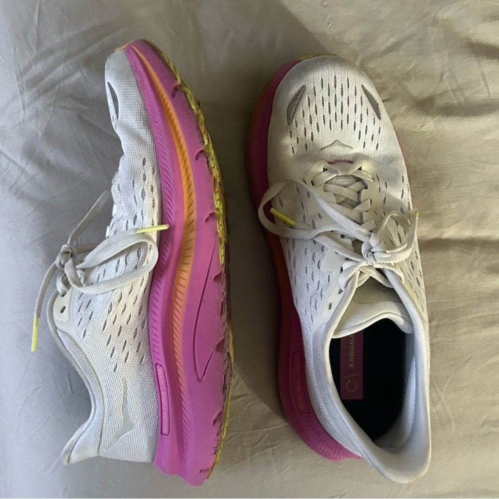 Hoka One One White Pink Performance Athletic Shoes